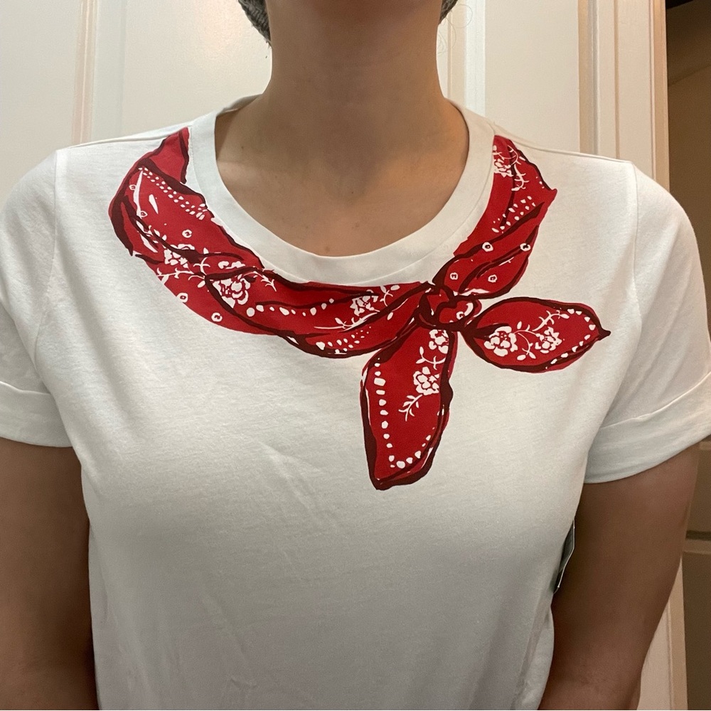 Kate Spade bandana scarf graphic T-shirt white & red Small